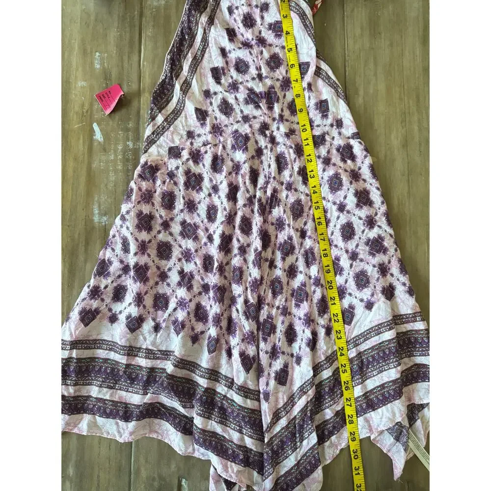 Intimately Free People Dress Small Pink Boho‎ Halter Handkerchief Hem Festival